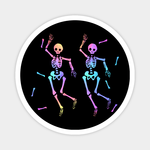 Colorful Dancing Skeletons Magnet by Olooriel